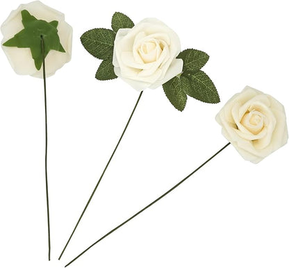 25pcs Artificial Flower Foam Rose Real Touch Roses Flower Heads with Stem for DIY Wedding Bouquets Centerpieces Arrangements Party Baby Shower Home Decor (Shades of Earth Tones)