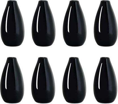 Modern Black Small Ceramic Vase Set of 8 for Living Room Bedroom 4.13'' Minimalist Fresh Flower Vases for Home Decor Office Fireplace Centerpieces Nordic Style Gift for Fake Plant 8 Pack
