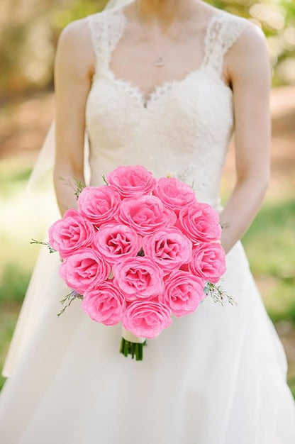 Artificial Roses,30PCS Pink Roses Glitter Roses Bouquet Fake Roses Artificial Flowers for Wedding Bouquet Party Christmas Home Decor(Pink)