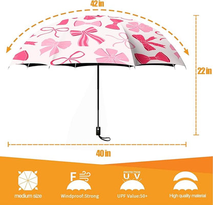 Small Compact Travel Automatic Folding Umbrella for Women, Portable Lightweight, Rain, Wind, UV Sun Shade