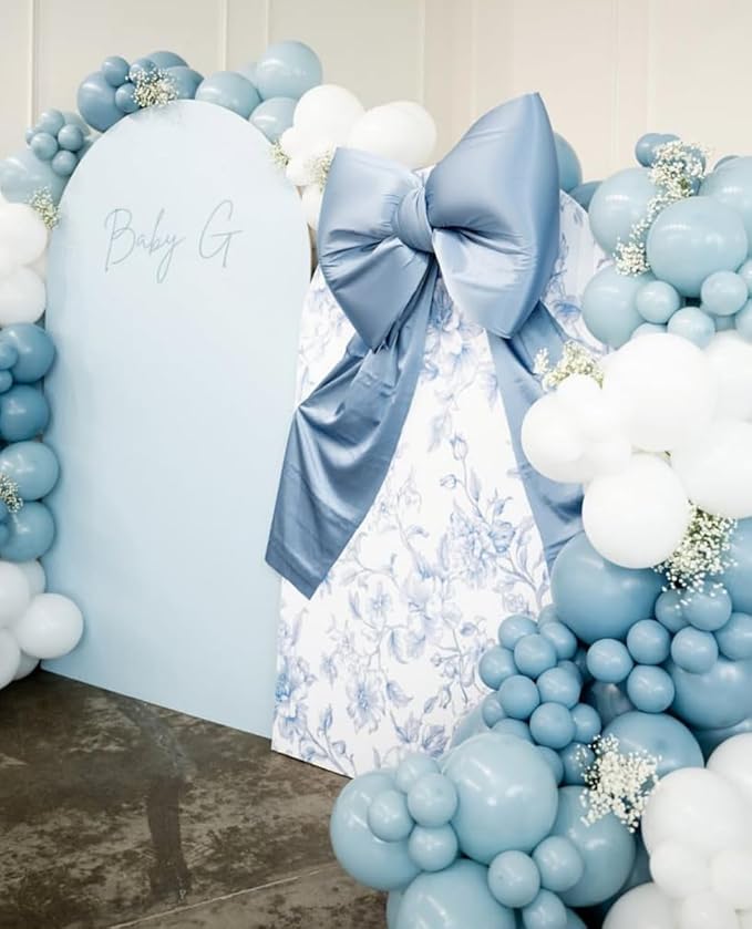 Something Blue Before I Do Arch Backdrop Cover Wedding Bridal Shower Bride to be Toile Party Arch Fabric Cover Blue Bloom Floral Baby Shower Decors (2.2X5ft,4135)