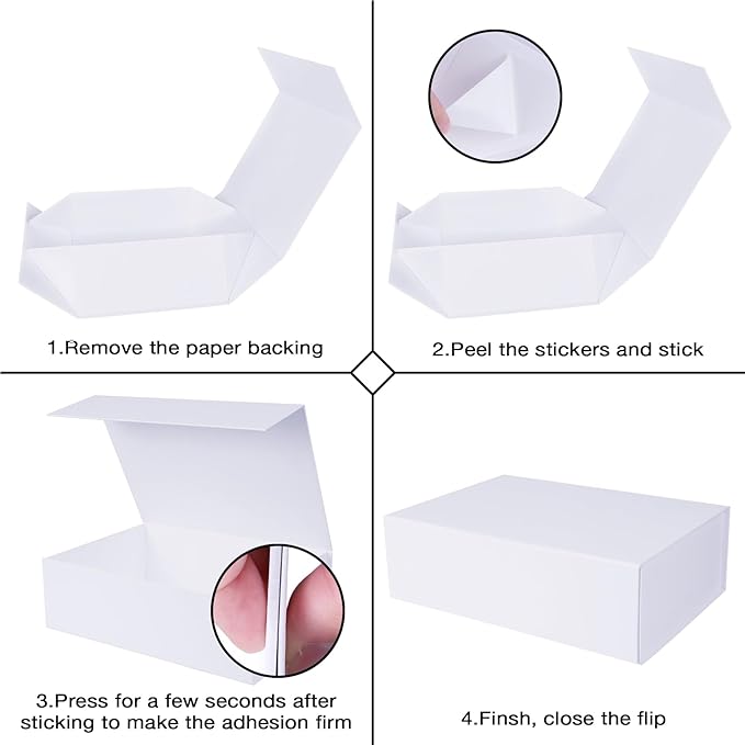 Aimyoo White Collapsible Gift Box with Magnetic Closure Lids 10.5x7x3 in, Bridesmaid Groomsman Proposal Boxes, Rectangle Storage Box 1 Pack