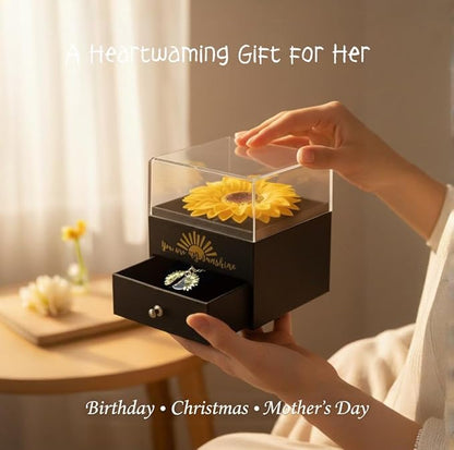 Christmas Gifts Forever Sunflower Gifts for Women Girlfriend Wife Mom, You are My Sunshine Necklace Gift Box for Birthday Wedding Mother's Day Xmas Present Sunflower Jewelry Home Decor