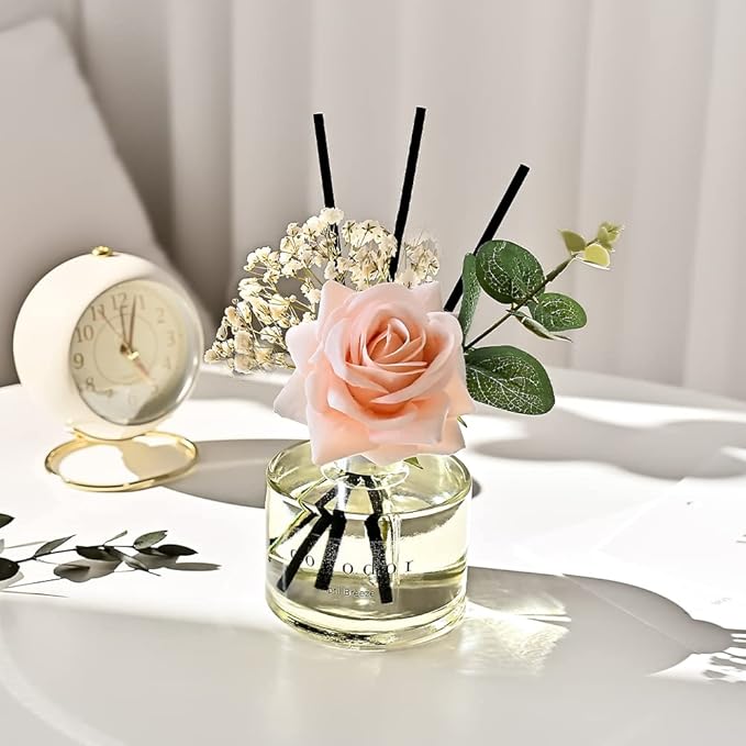 COCODOR Rose Flower Reed Diffuser/Dark Vanilla&Sandalwood/6.7oz/1Pack / Home Fragrance Scent Essential Oil Stick Diffuser for Bedroom Bathroom Home Décor