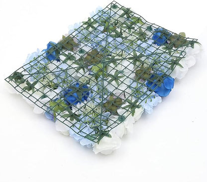 Eapmic 15.74"x 23.62" Artificial Flower Wall Panels,Flower Wall Mat Silk Flower Panels for Outdoor Garden Backyard Fence Fence Privacy Screen and Indoor Wall Decor (6Pcs White+Blue)