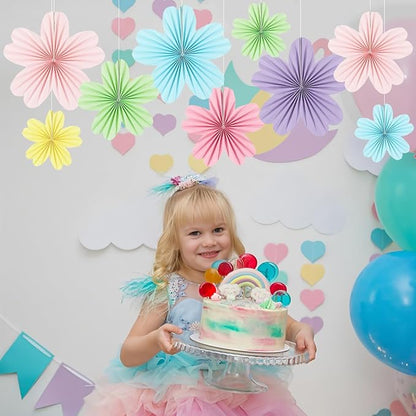 zilue Paper Fans Party Decorations Paper Flowers Decorations for Wall Classroom Floral Backdrop Baby Shower Birthday Party Flower Wall Decor Pack of 9 Pastel