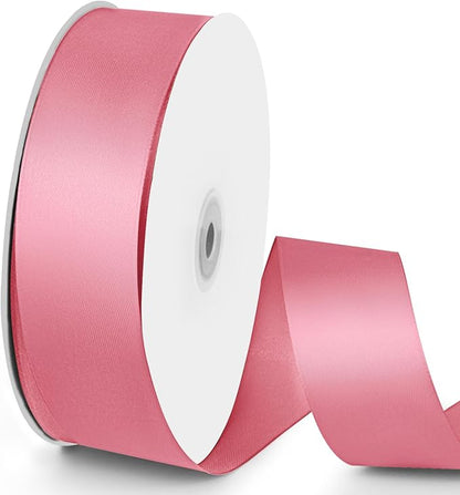 100 Yards 1-1/2 inch Satin Ribbon, Fabric Ribbon Solid Color Perfect for Gift Wrapping, Wedding, Handmade Bows, Floral Bouquets and Party Decoration(Pink)