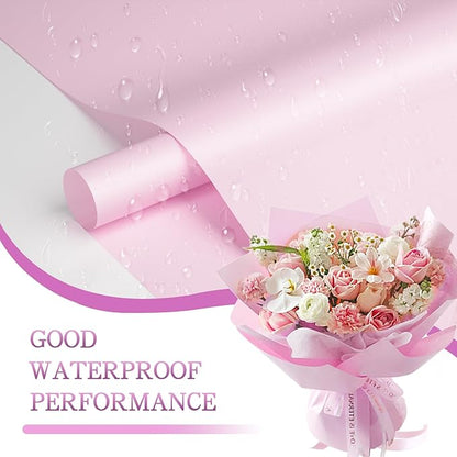 REAXYZNN 20 Sheets Flower Wrapping Paper, Waterproof Floral Wrapping Paper, Florist Supplies Packaging Paper for Wedding, Birthday, Mother's Day Gift (Pink)