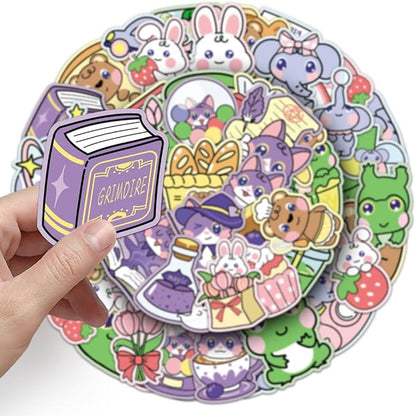 Lovely Animals(Elephant Cat Bear Frog) Stickers for Boy Girls Kids|50 Pcs|Cartoon Waterproof Vinyl Stickers for Laptop Phone Tablet Flasks Water Bottle Notebook Luggage Car,Cute Decals Pack(Animals)