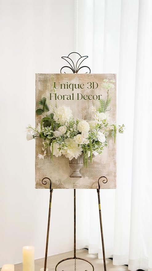 Ling's moment Artificial Silk Flowers, 16pcs Faux Pure White Roses with Stems, 3.5" Fake Ivory Flowers Bulk for DIY Wedding Bouquets Centerpieces Party Baby Shower Home Decoration