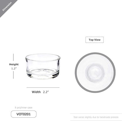 WGV Tea Light Votive Candle Holder 2x1.2 H, Clear Stubby Utility Cylinder Glass, Small Home Accent Decor, 6 Pieces