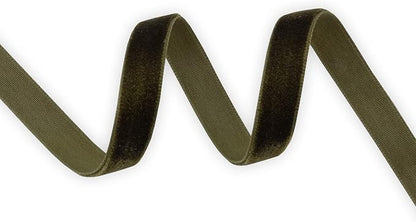 Nylon Velvet Ribbon Single Faced,3/8 Inch X 25Yards Spool (Moss Green)