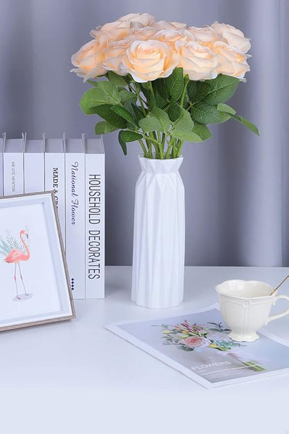 Artificial Rose Flower Artificial Flowers Flower with Long Stem Silk Roses Bouquet for Wedding Bridal Shower Party Home Decoration (Champagne, 50 Pcs)