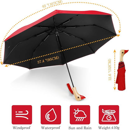Cute Duck Handle Umbrella - Compact Travel Yellow Duck Head Umbrella for Adults and Girls