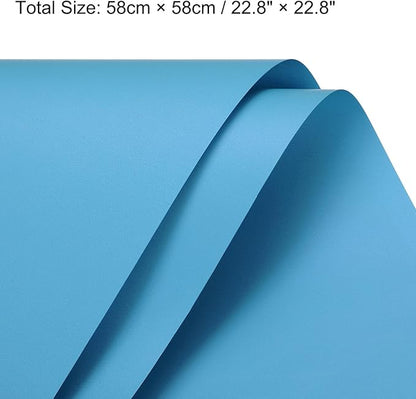 MECCANIXITY Pearlescent Film Flower Wrapping Paper 22.8x22.8 Inch Waterproof for DIY Crafts, Gift/Gift Box Packaging Lake Blue Pack of 10