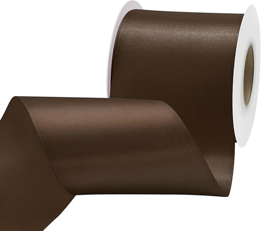 Brown Satin Ribbon 3 inch X 15 Yards Polyester Ribbon for Gift Wrapping Very Suitable for Weddings Party Hair Bow Invitation Decorations and More