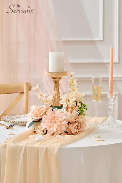 Serwalin Artificial Flowers Combo Box Set Champagne Fake Flowers for DIY Table Centerpieces for Thanksgivings Day Bridal Wedding Decorations Silk Floral Arrangements Party Baby Shower Decor