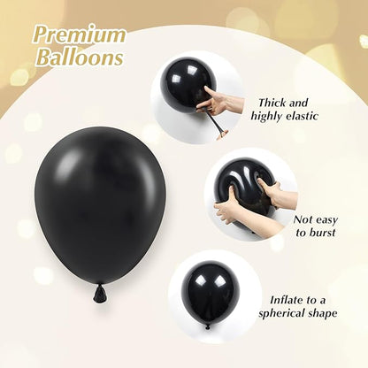 Black and Gold Balloons, 60pcs 12inch Black Metallic Gold Confetti Balloons for Graduation 2025 Anniversary Birthday Party Decorations
