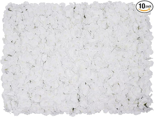 16"x 24" Artificial Flower Wall Panels,Flower Wall Mat Silk Flower Panels for Outdoor Garden Backyard Fence Fence Privacy Screen and Indoor Wall Decor(10Pcs White,Style 3)