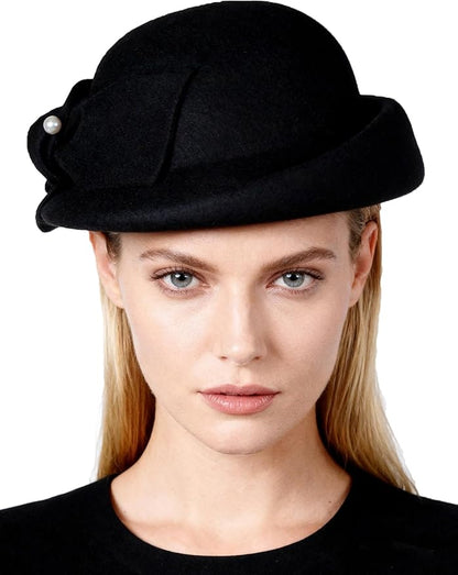 Women Wool Felt Ribbon French Fashion Vintage Millinery Beret Hats Top Cap Ladies Party Wedding Fedoras Chapeau