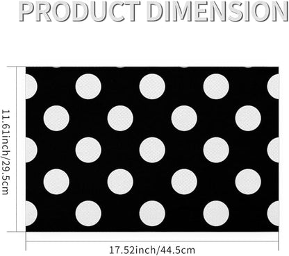 Black White Polka Dot Placemats Set of 1 PVC Vinyl Non Slip Table Mats Waterproof Heat Resistant Place Mats Washable Wipeable Dining Table Mat for Kitchen Party Farmhouse Indoor Outdoor Decorative