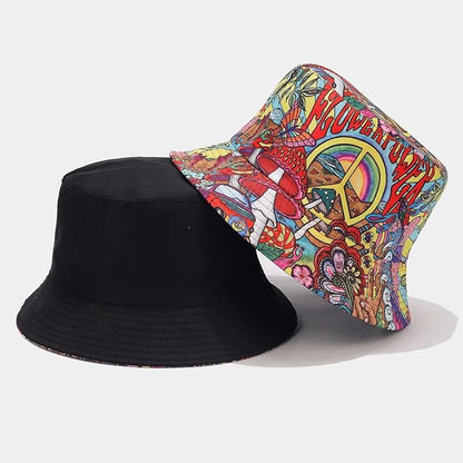 Quanhaigou Bucket Hat for Men Women,Packable Reversible Printed Sun Hats,Fisherman Outdoor Summer Travel Hiking Beach Caps