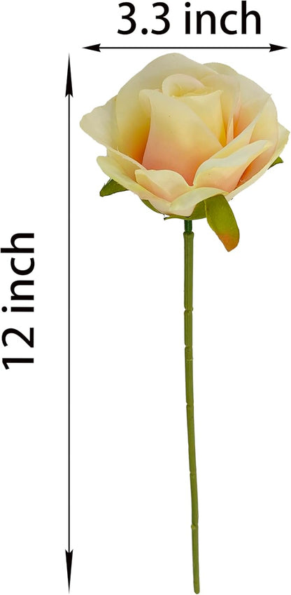Artificial Satin Rose Flower Heads,42 Pcs Silk Rose Heads with Stems,3.3'' Rose Artificial Flowers Bulk,Artificial Rose Flower Heads for DIY Crafts Bouquet (42, Champagne)