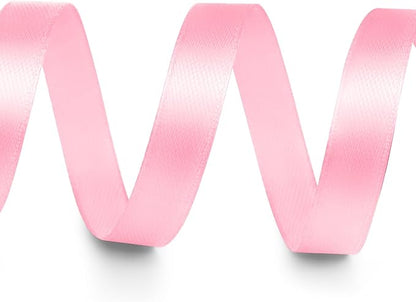 3/8" x 25 Yards Satin Ribbon, Light Pink Silk Ribbon Ideal for Gift Wrapping, Floral Bouquets, Crafts, Wedding Party Decorations, Christmas and Sewing Projects