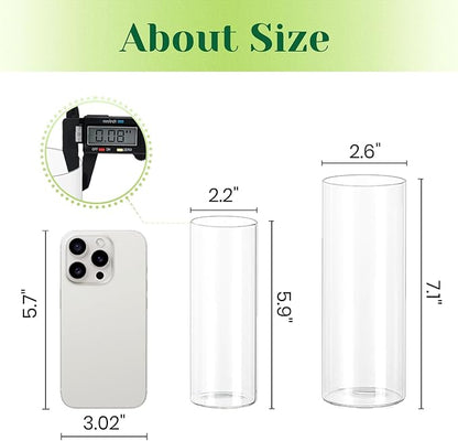 Hewory Glass Cylinder Vases for Centerpieces: 32PCS Clear Flowers Vases Bulk for Floating Candle Bouquet - Hurricane Candle Holders for Wedding Table Birthday Party Decorations