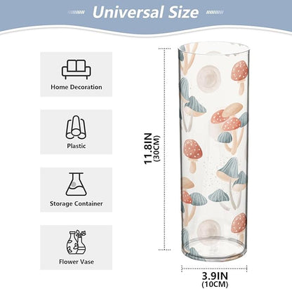 Vase Plastic Vase Elegant Cylinder Flower Vase Shatterproof Decorative Centerpiece for Home Table Office Weddings Events (11.8 x 3.9 in)