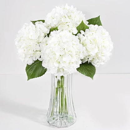 6 Pcs White Hydrangea Artificial Flowers, Latex Real Touch Hydrangea Flowers, 19.6'' Full Faux Hydrangea Flowers Fake Flowers for Home Decor Party Wedding Centerpiece Bouquet Floral Arrangements