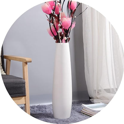 White Ceramic Tall Floor Vase 28 Inches,Flower Holder Decorative Large Vases for Table Centerpieces Shelf Home Decor Living Room Branches Sky-Dried Flower Arrangement Simple Decorative