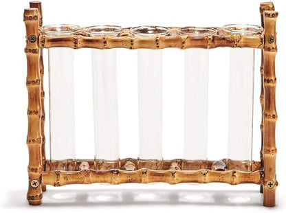 Tozai Home WTR006 Natural Bamboo Vase Includes 5 Glass Tubes