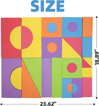 Large Building Foam Blocks for Toddlers, EVA Stacking Foam Building Blocks Toy Set, Non-Toxic, Washable, Early Learning Construction Toys & Gifts for Kids Boys & Girls (Blue, Pieces, 30)