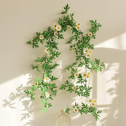 SOMYTING Artificial Daisy Garland Decorative Fake Flower Vine Hanging 5.6Ft Silk Flower Greenery for Home Garden Outdoor Ceremony Wedding Arch Floral Decor