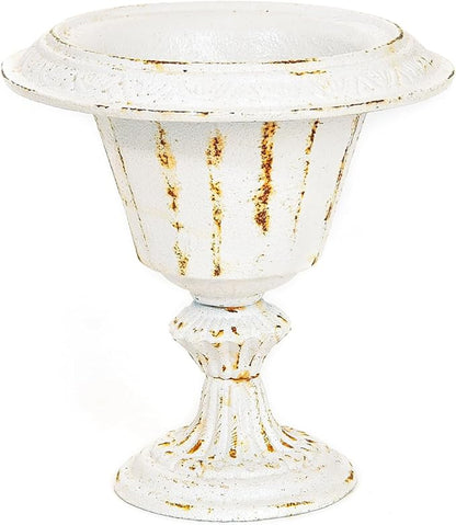 Sungmor Cast Iron Tabletop Flower Vase, Vintage Pretty French Urn Planter Design, 7" Tall 6.6" Wide Decorative Centerpieces Flower Stand Plants Holder, Artificial Flower Arrangements Home Decor