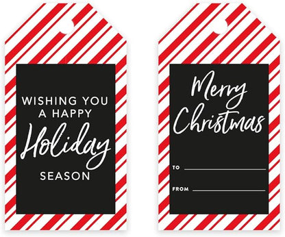 Andaz Press Christmas Holiday Season Classic Gift Tags, Merry Christmas to from and Wishing You A Happy Holiday Season, Candy Cane Striped Design, for Holiday Events, Parties, and Favors, 60-Pack