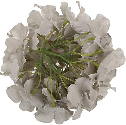 Flojery Silk Hydrangea Heads Artificial Flowers Heads with Stems for Home Wedding Decor,Pack of 10 (Gray)