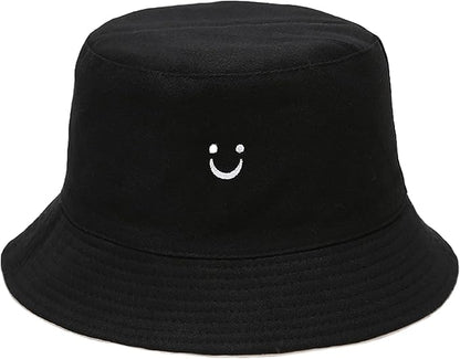 Flower Reversible Bucket Hat Cotton Summer Travel Beach Sun Hats Emboridery for Women Men