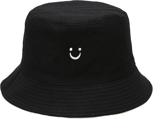 Flower Reversible Bucket Hat Cotton Summer Travel Beach Sun Hats Emboridery for Women Men