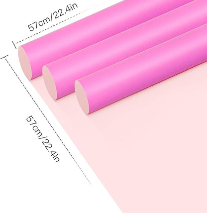 LeZakaa 20 Sheets Flower Wrapping Paper, Waterproof Reversible Floral Bouquet Paper, Hot Pink Light Pink Design for Valentines, Mothers Day, Party, Birthday, Wedding, Bridal Shower, Baby Shower