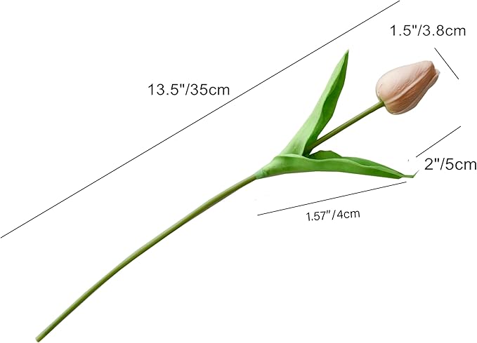 Mandy's Artificial Tulips 20 Stems Light Brown PU Faux Flowers for Thanksgiving and Christmas Decorations Wedding Home Decor 13.5 Inch