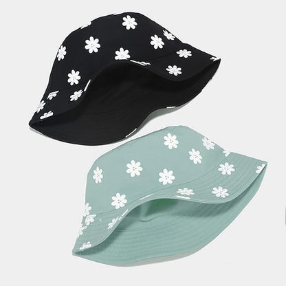 Bucket Hat for Women Men, Cotton Reversible Double Side Wear Sun Hats Beach Fisherman Hat