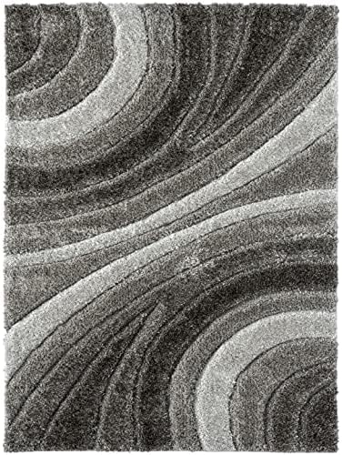 LUXE WEAVERS Lantanas Collection 7070 Grey 8x10 Modern Shag Geometric Area Rug