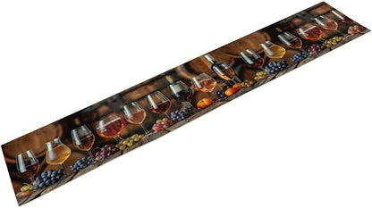 Red Wine Themed Retro Table Runner, Table Dresser Runner, Kitchen Dining Table Runners for Indoor Outdoor Holiday Decor 13x108 in