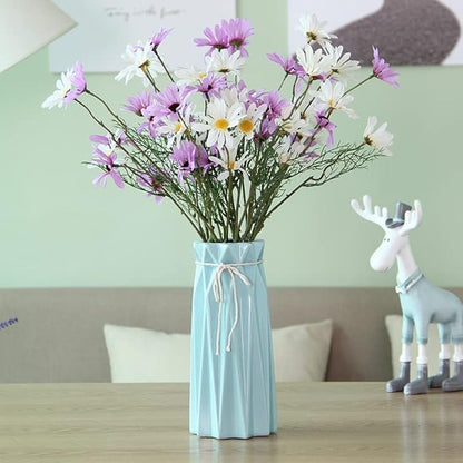 Ceramic Blue Vase Flower Vase for Home Decor Modern Style 9.5 inch Tall Vase for Table Shelf Home Decor Vase for Fireplace Bedroom Kitchen Living Room Wedding Office Desk Birthday Gifts