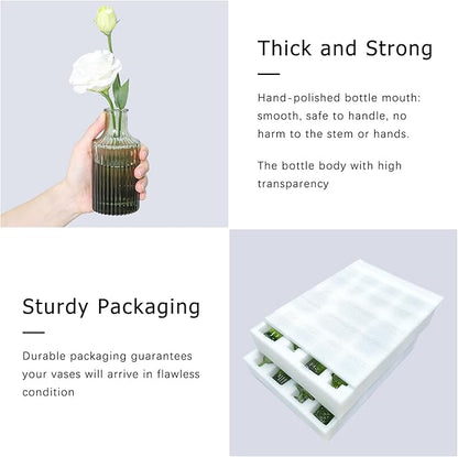 Bud Vase Set of 24, Green Bud Vases in Bulk, Small Flower Vases for Centerpieces, Mini Vintage Vase for Rustic Wedding, Home,Table Decoration