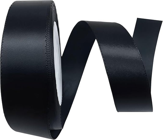 1 Inch Black Satin Ribbon, 22 Yards Double Faced Fabric Ribbons for Gift Wrapping, Bouquet, Garland, Bowknot, Hair, Crafts, Balloons, Party Decoration