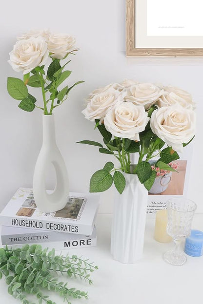 Artificial Rose Flower Nude Flowers Nude Roses Silk Flowers 12 pcs with Long Stem Silk Roses Bouquet for Wedding Bridal Shower Party Home Decoration