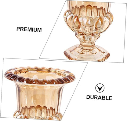Mobestech Embossed Glass Flower Vase Amber Decorative Vase Ornament for Home Tabletop Artful Centerpiece Desk Decor